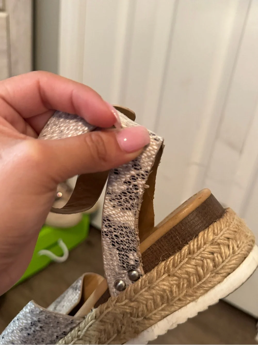 Soda Snake-Print Espadrille Platform Sandals - Beige